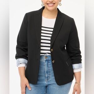 J. Crew Factory Cotton-blend two-button blazer in Black